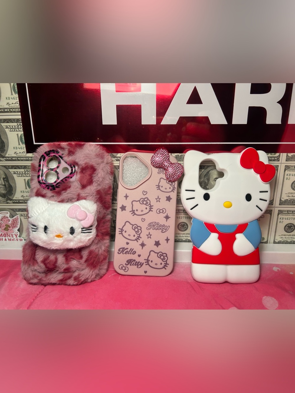 Sanrio Hello Kitty Pink Plush & Silicone Phone Case Set